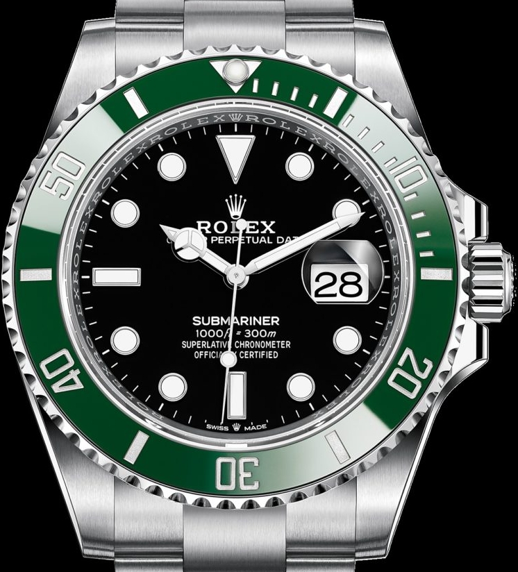 Rolex Submariner Date 126610LV green bezel detail 6